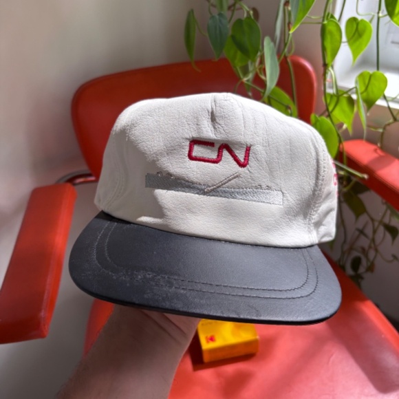 vintage CN Railway Glue Crew 1999 Leather trucker hat snapback RARE trains - Picture 2 of 9